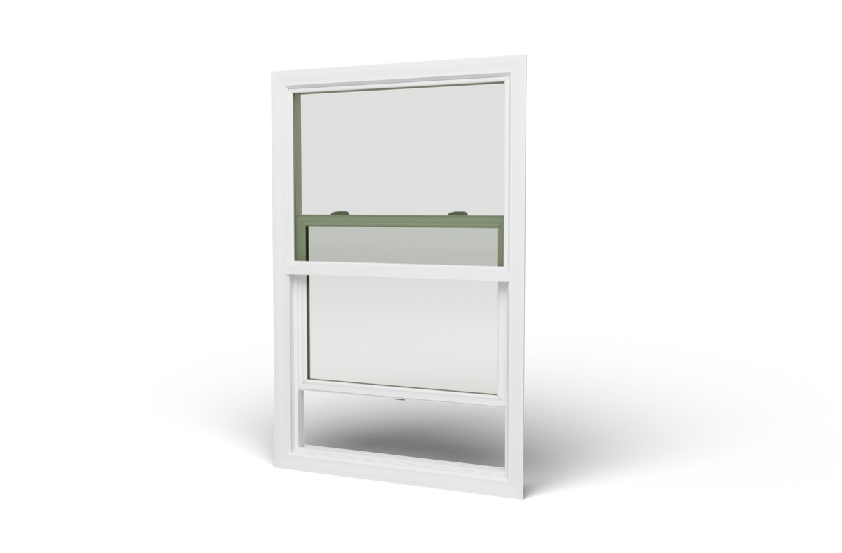 Double Hung in white vinyl — left view