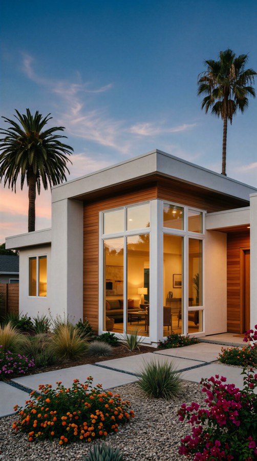 Pacific Series windows on a home — White and almond virgin vinyl.
